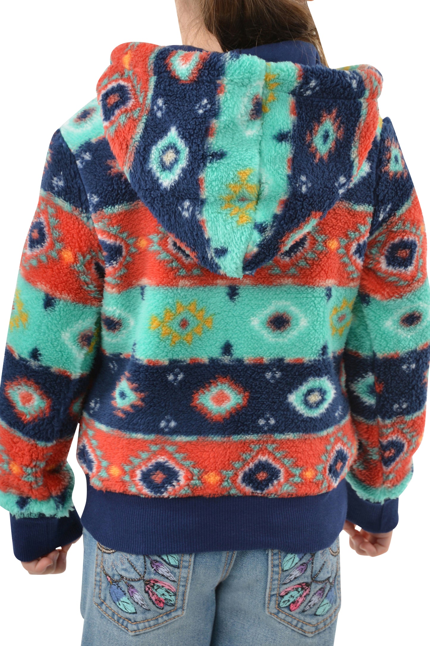 Pure Western Girls Cailin Zip Up Hoodie - Navy/Multi - On Sale