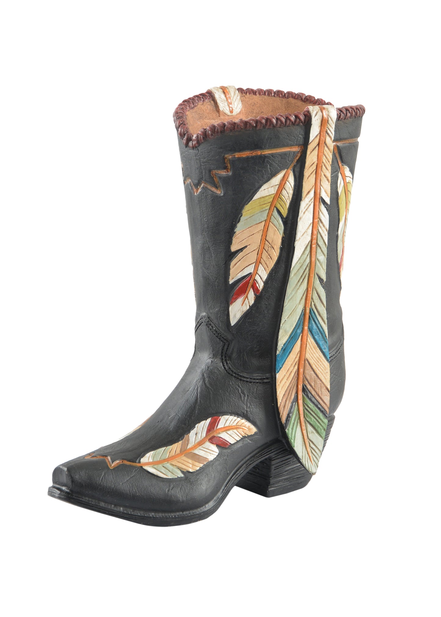Pure Western Coloured Feather Boot Vase