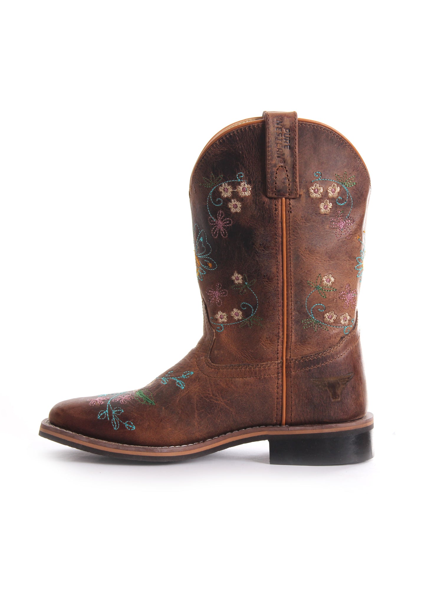 Pure Western Toddler Boots (Maybelle) - Oil Distressed Brown/Floral