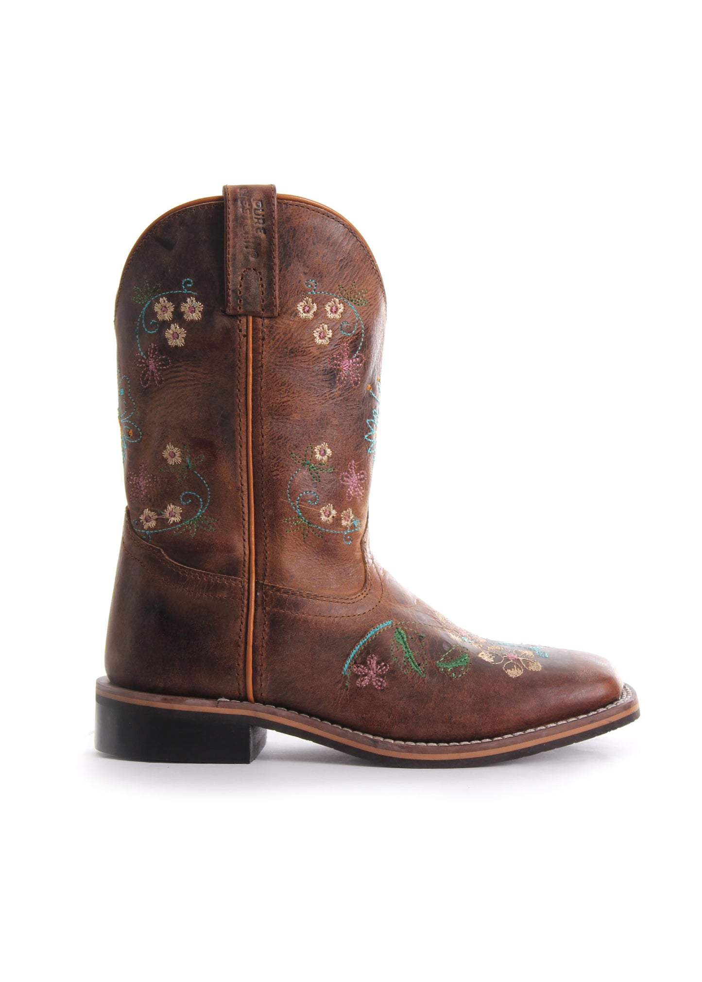 Pure Western Toddler Boots (Maybelle) - Oil Distressed Brown/Floral