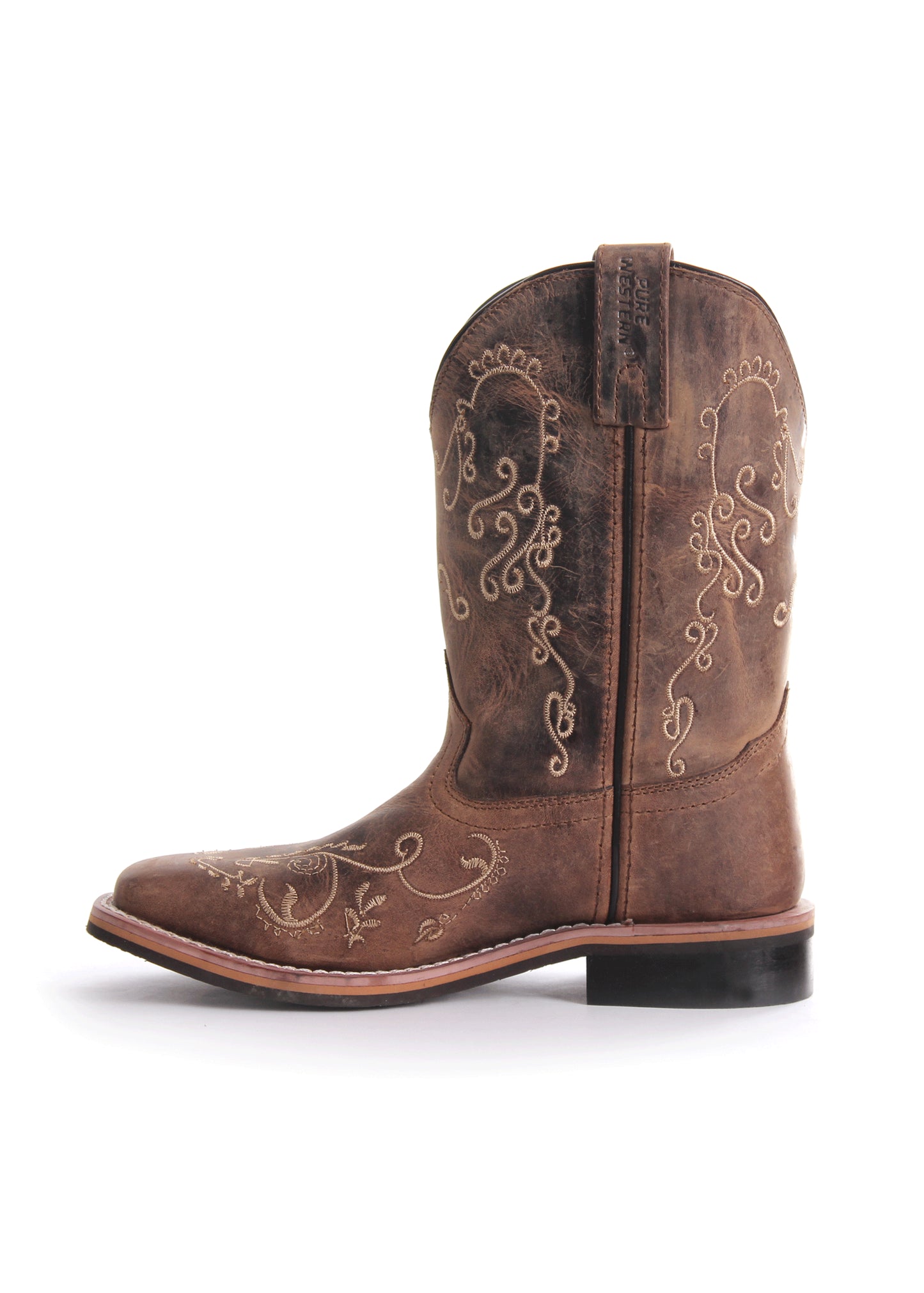 Pure Western Childrens Boot - Grace - Oil Distress Brown - PCP78049C - ON SALE