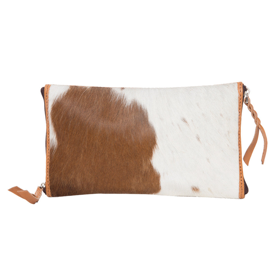 The Design Edge Cowhide Double Spectacle Case-Gold White Hairon and Tan Leather