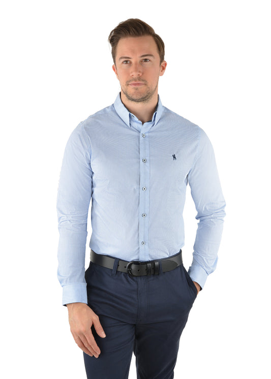 Thomas Cook Mens William Print Tailored L/S Shirt - Blue/White
