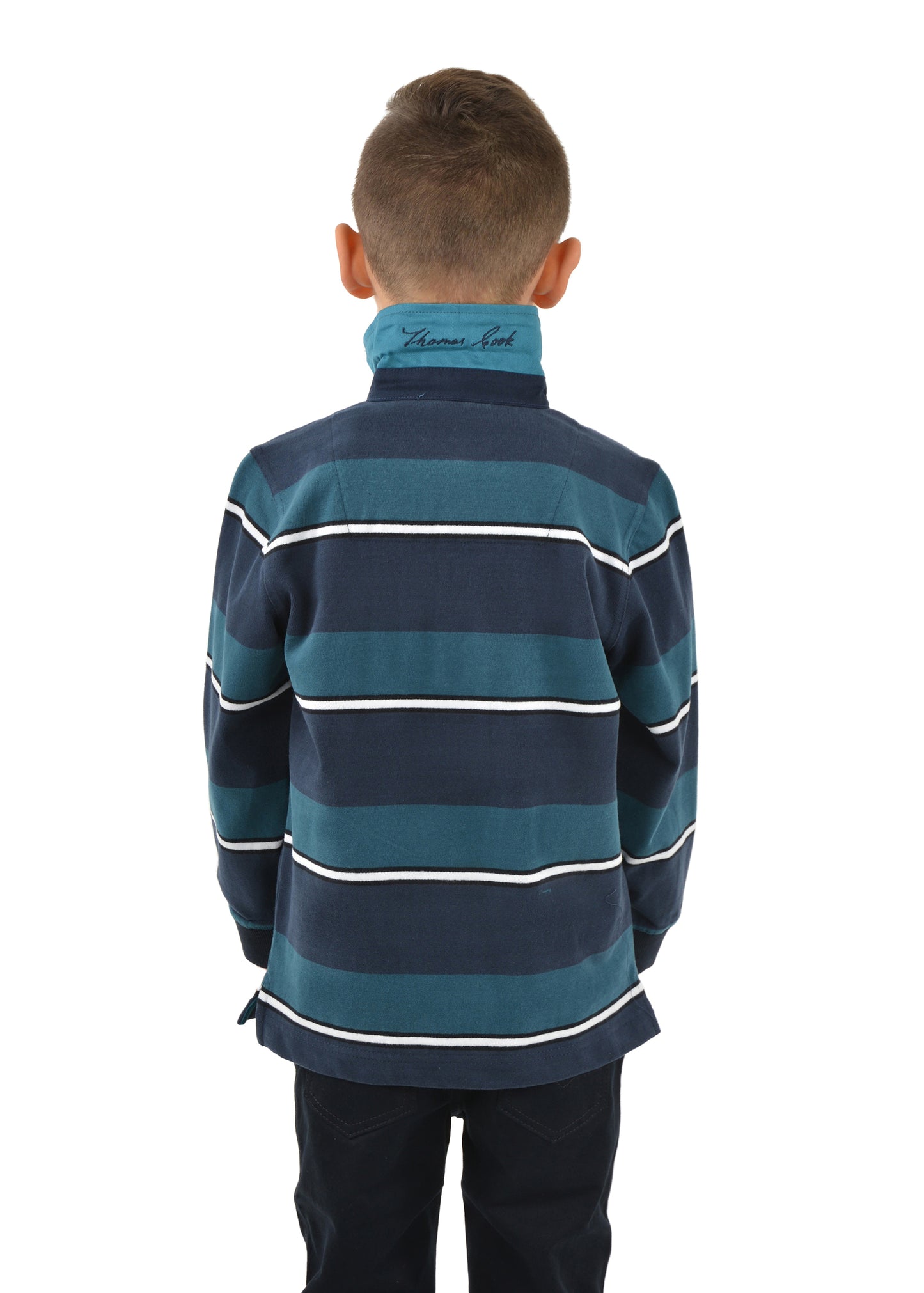 Thomas Cook Boys Ellis Stripe Rugby - Navy/Ocean