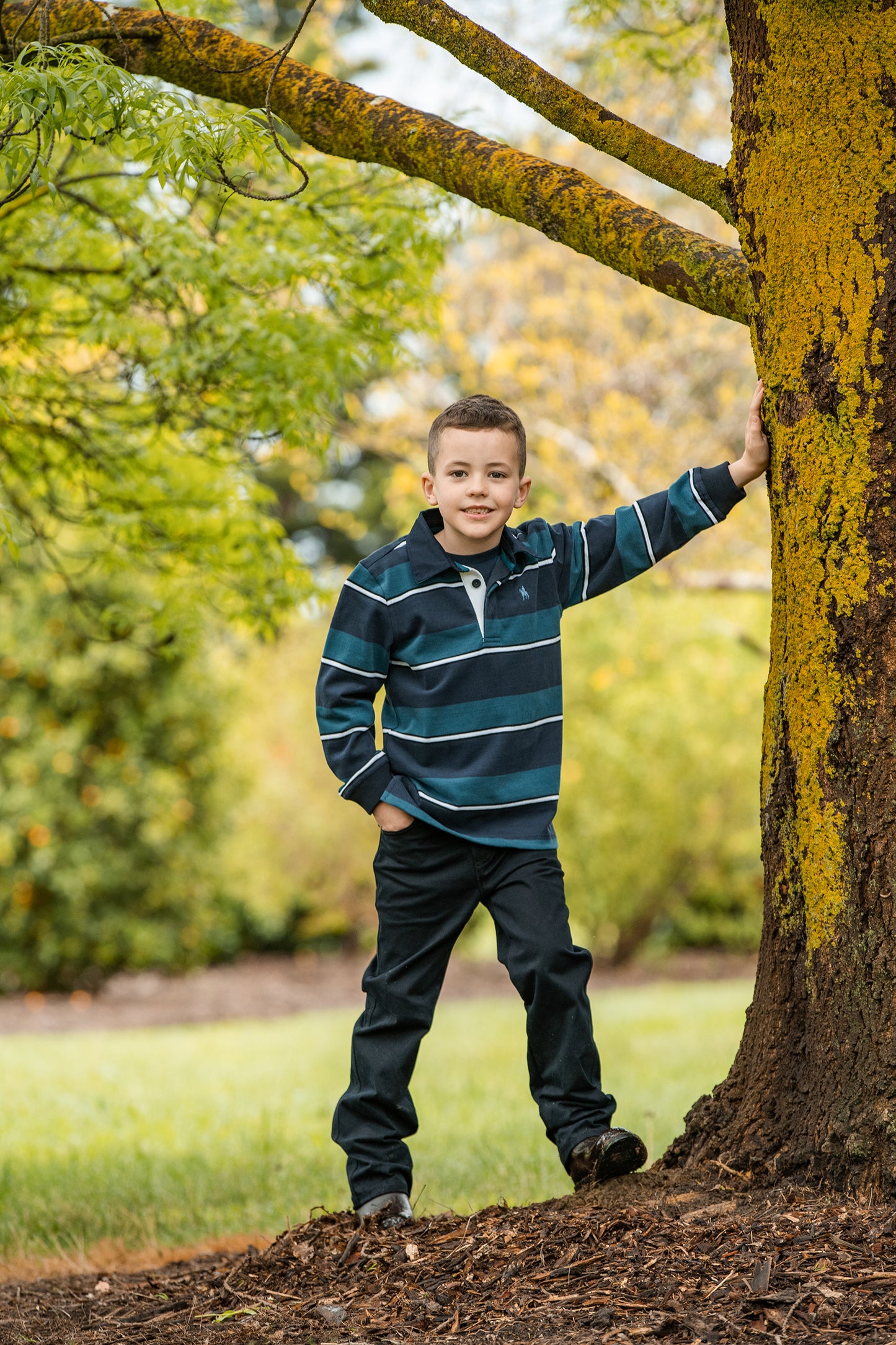 Thomas Cook Boys Ellis Stripe Rugby - Navy/Ocean