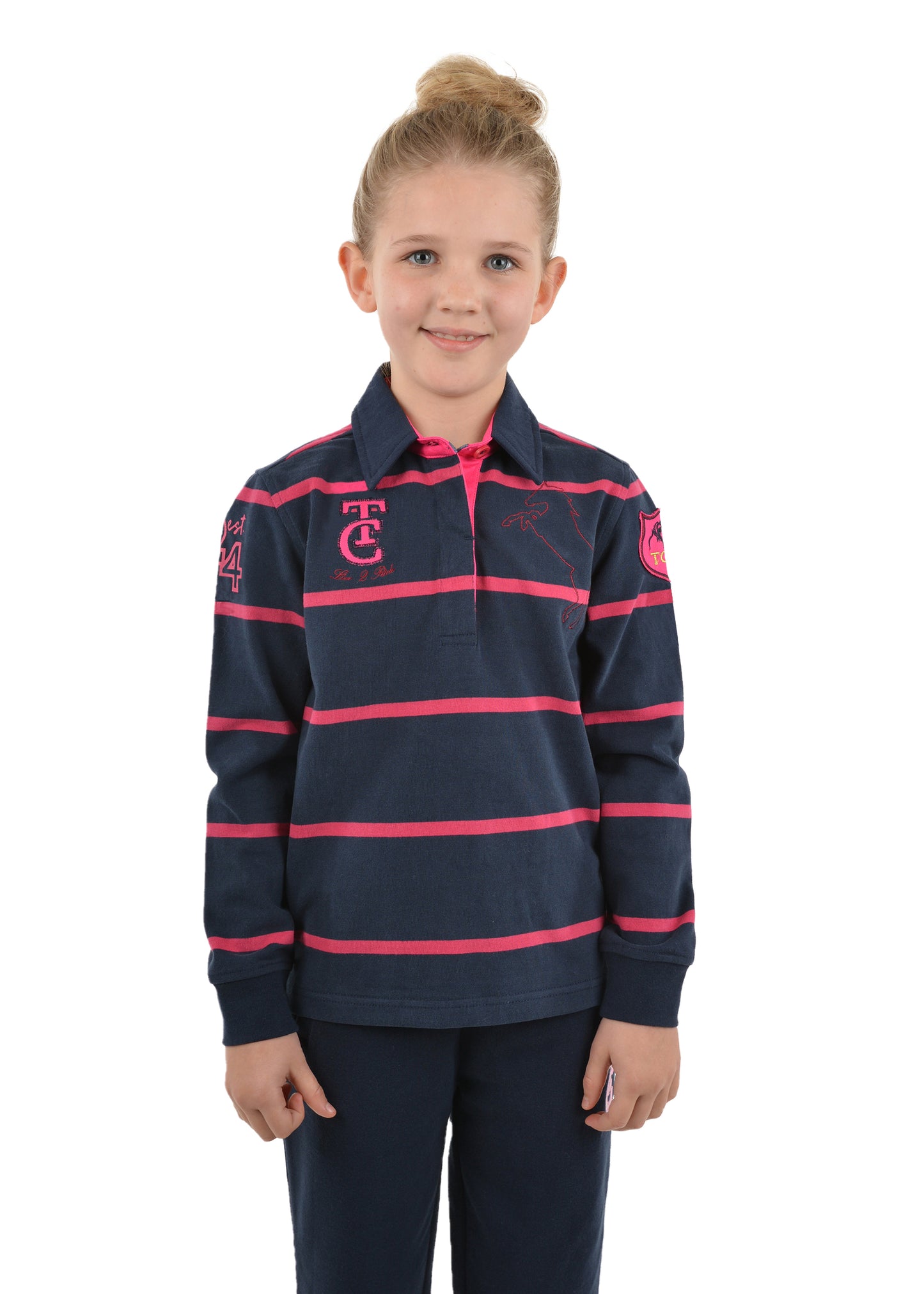 Thomas Cook Girls Nicole Stripe Classic Rugby - Navy/Granita - On Sale