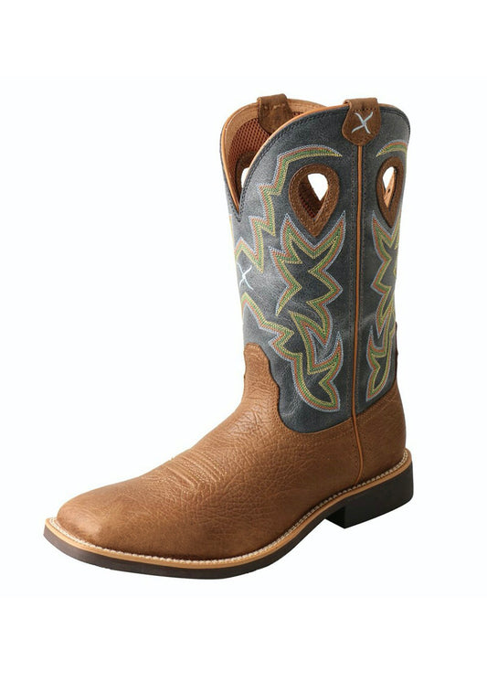 Twisted X Mens 12" Top Hand Boot - Peanut Distressed Navy - TCMTH0026