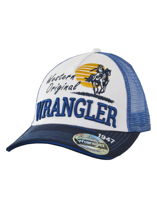 Wrangler Mens Chisolm Trucker Cap - White/Royal
