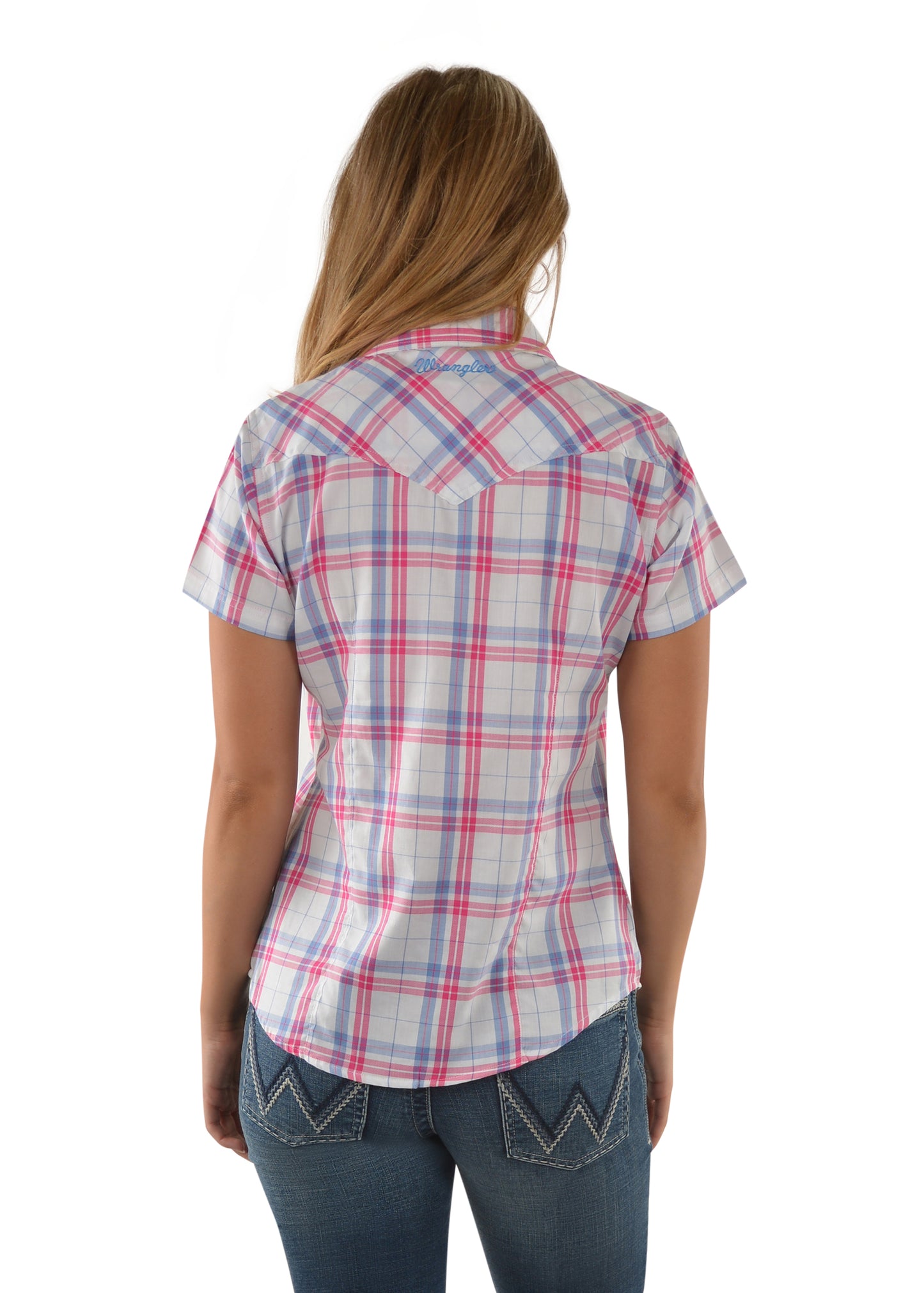 Wrangler Ladies Luna Check Western S/S Shirt - X1S2132706 - On Sale