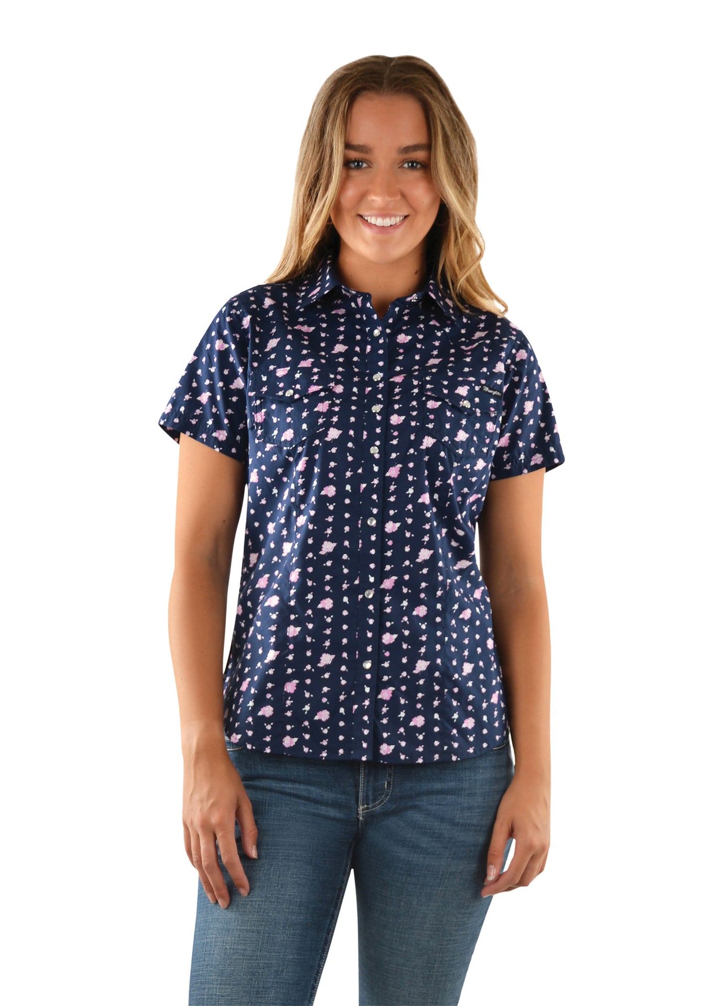 Wrangler Ladies Rheanna Print Western Short Sleeve Shirt - X1S2132707