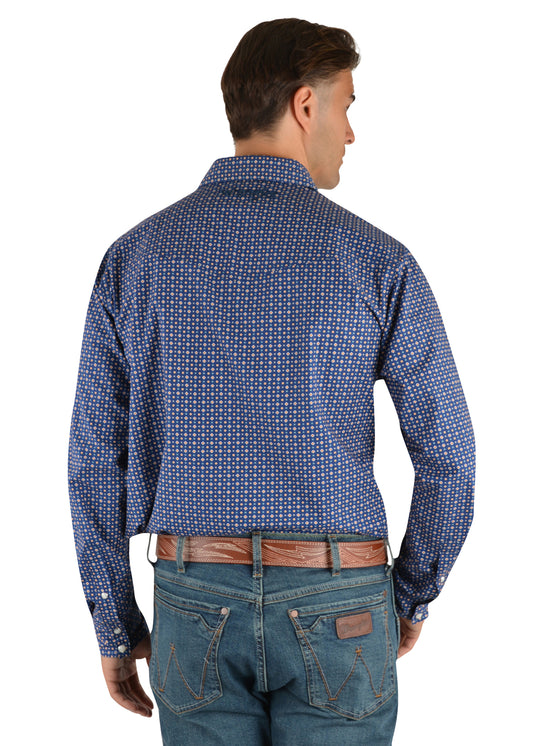 Wrangler Mens Milton Print Western Long Sleeve Shirt - X2S1111805