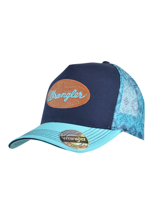 Wrangler Aztec High Profile Ponytail Trucker Cap -Navy/Aqua - X2S2920CAP