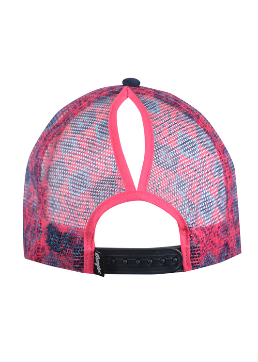 Wrangler Aztec High Profile Ponytail Trucker Cap - Pink/Navy - X2S2920CAP