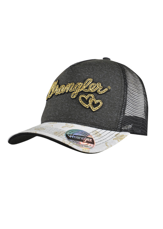 Wrangler Heart High Profile Ponytail Trucker Cap - Charcoal - X2S2921CAP