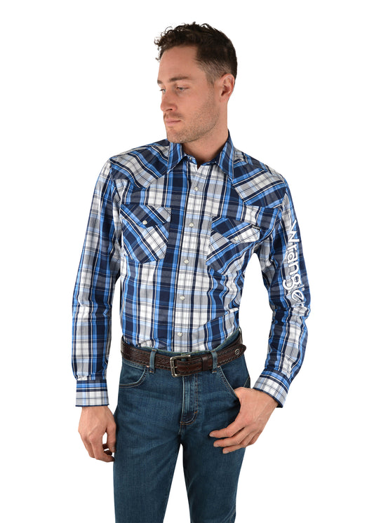Wrangler Mens Shane Check Logo L/S Shirt