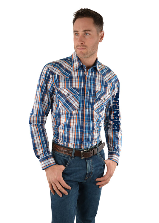 Wrangler Mens Hendo Check Logo L/S Shirt