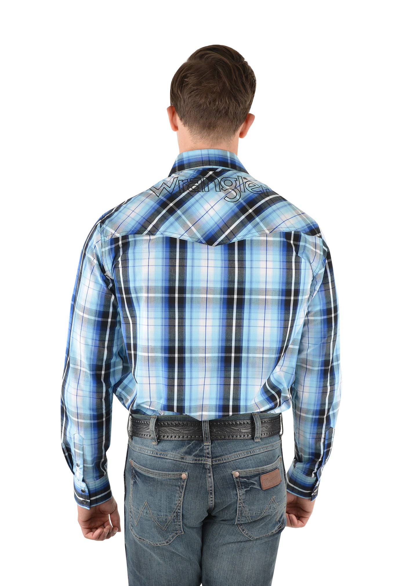 Wrangler USA Mens Jason Check Logo L/S Western Shirt - X3W1111900
