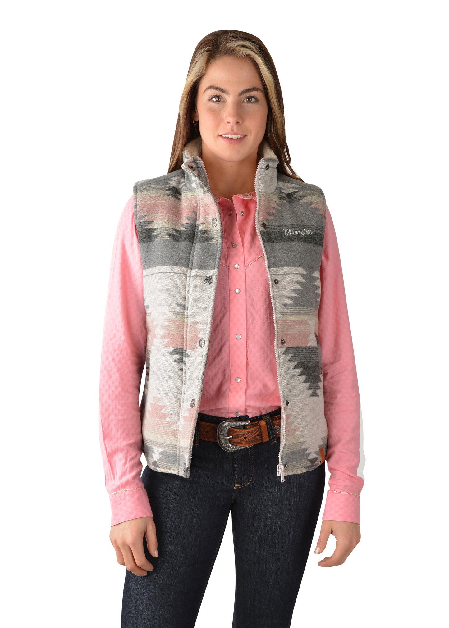 Wrangler Ladies Harlene Vest - Grey/Pink - ON SALE