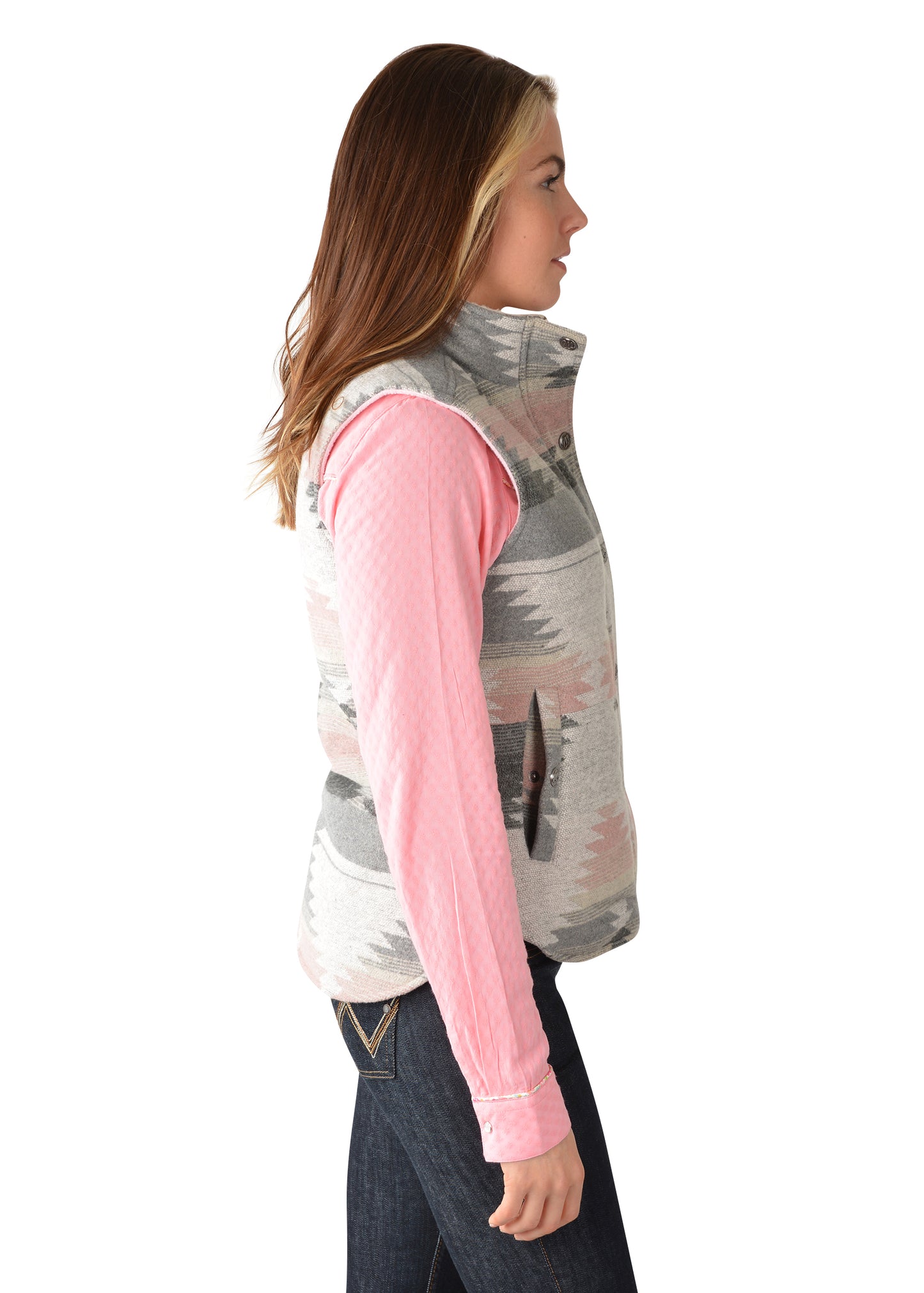 Wrangler Ladies Harlene Vest - Grey/Pink - ON SALE