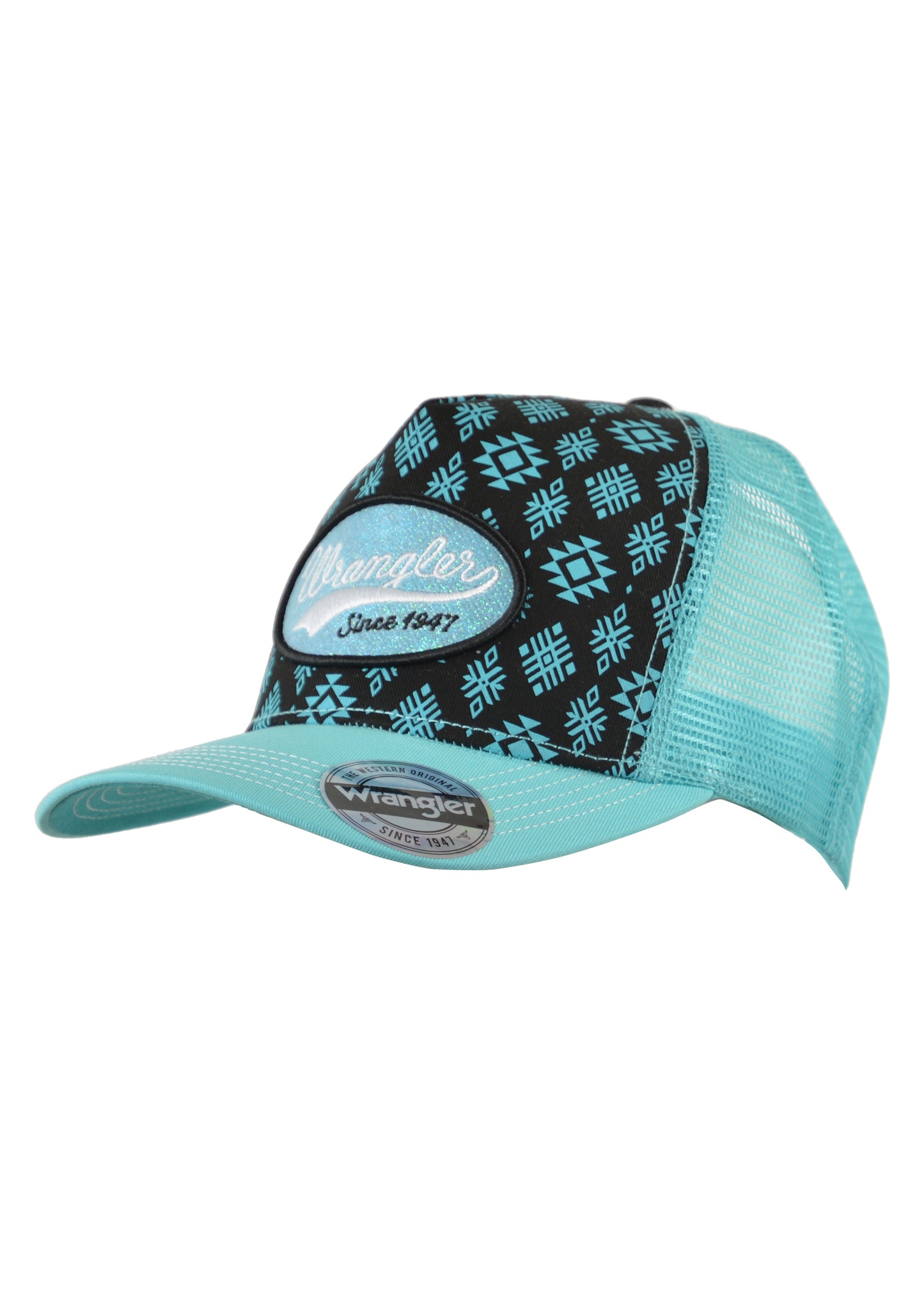 Wrangler Aleanor Hi-Profile Ponytail Trucker Cap - Black/Blue - X3W2941CAP