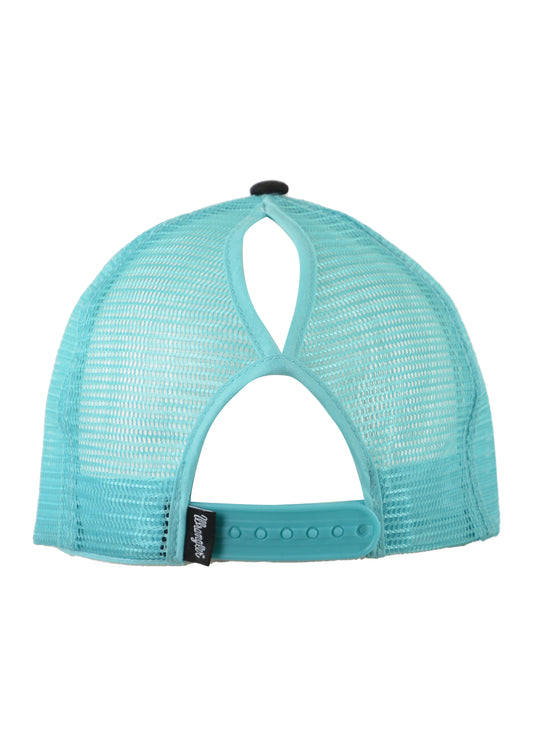 Wrangler Aleanor Hi-Profile Ponytail Trucker Cap - Black/Blue - X3W2941CAP