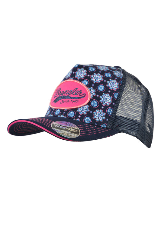 Wrangler Diamond Hi-Profile Ponytail Trucker Cap - Navy - X3W2942CAP