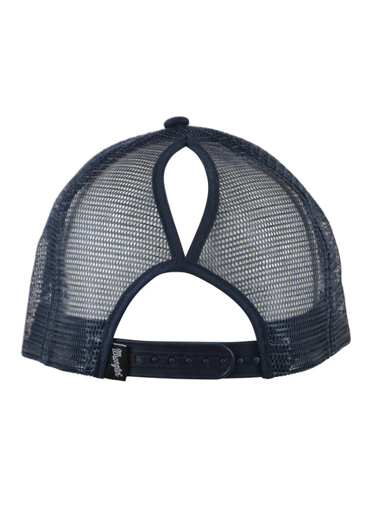 Wrangler Diamond Hi-Profile Ponytail Trucker Cap - Navy - X3W2942CAP