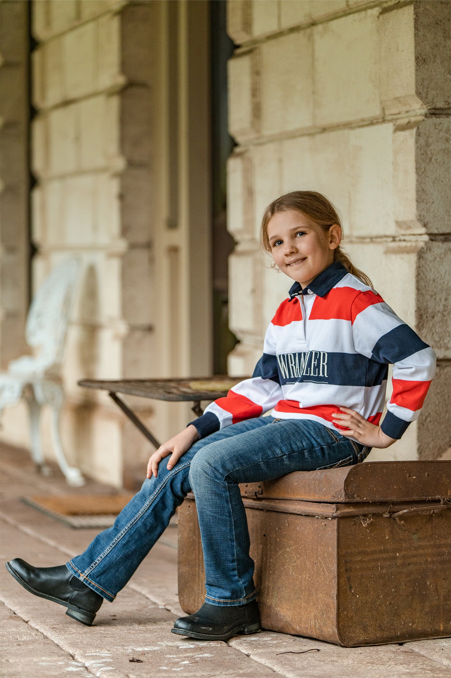 Wrangler Girls Charlotte Rugby - Navy/Red/White
