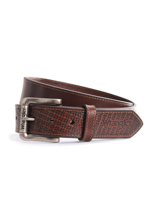 Wrangler Mens Morgan Belt - Coffee/Dark Tan