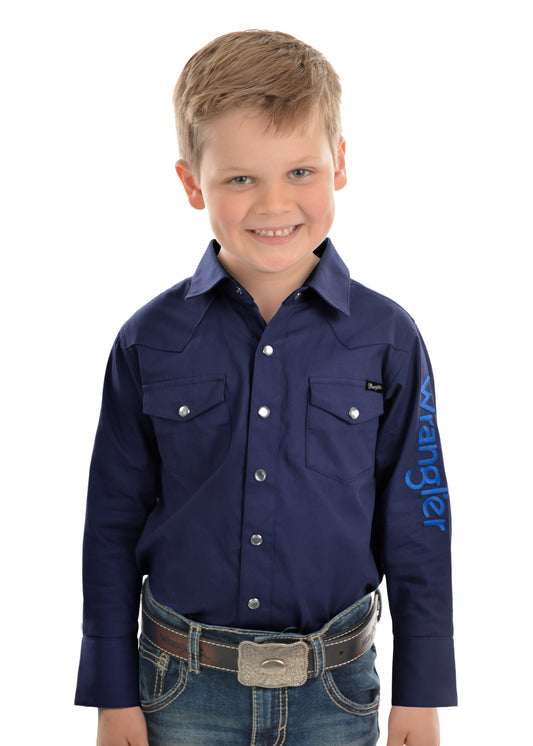 Wrangler Boys Logo L/S Drill Shirt