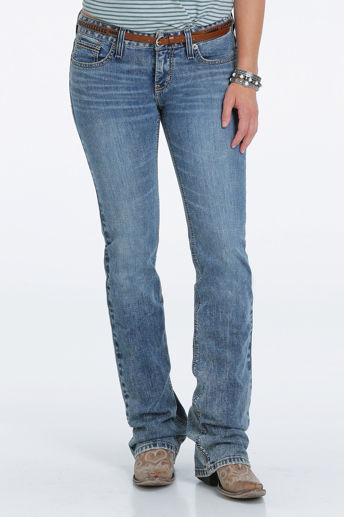 Cruel Denim Ladies Abby Slim Fit Light Stone Boot Cut Jeans - CB17654071 - ON SALE