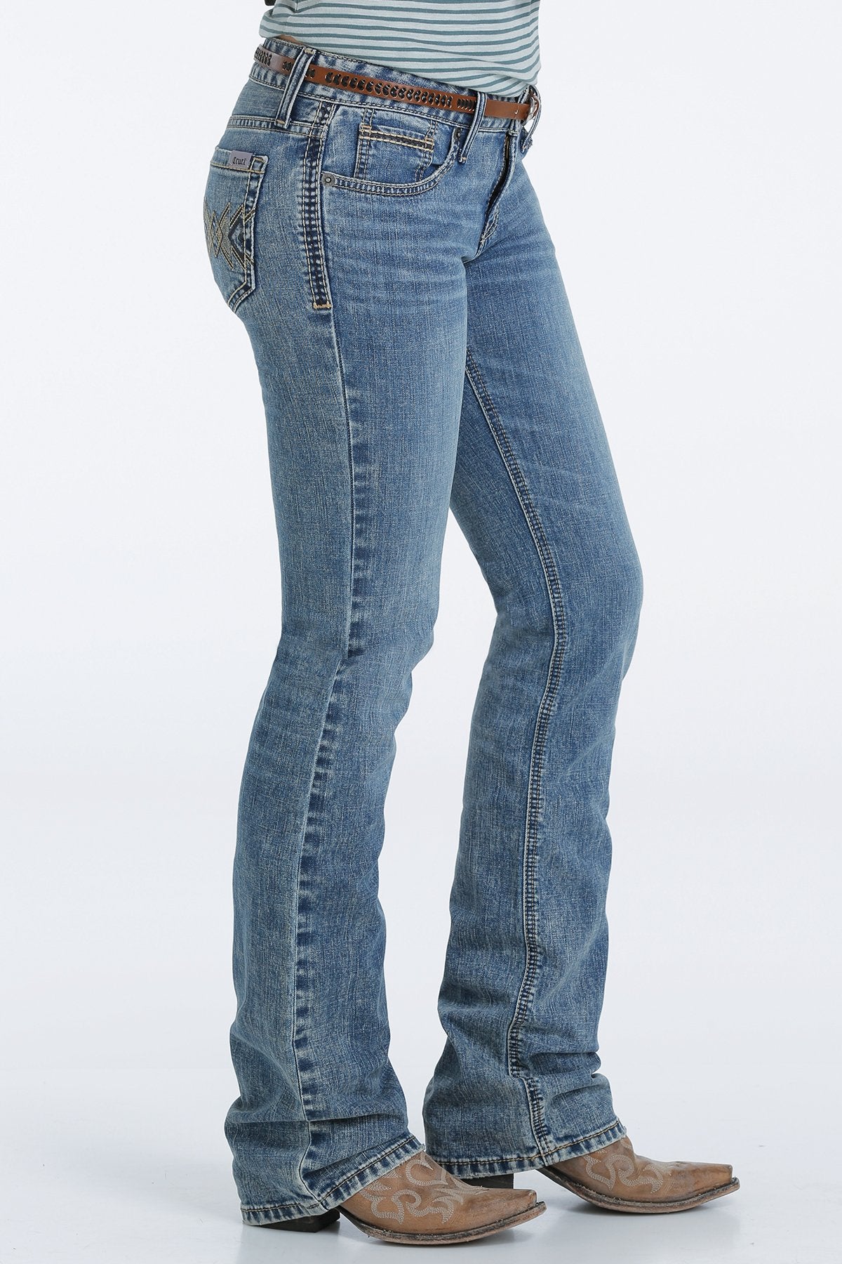 Cruel Denim Ladies Abby Slim Fit Light Stone Boot Cut Jeans - CB17654071 - ON SALE