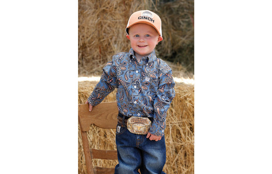 Cinch Baby Boys Cotton Plain Weave Paisley Print L/S Shirt - MTW7062273