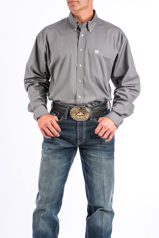 Cinch Mens Solid Grey L/S Shirt