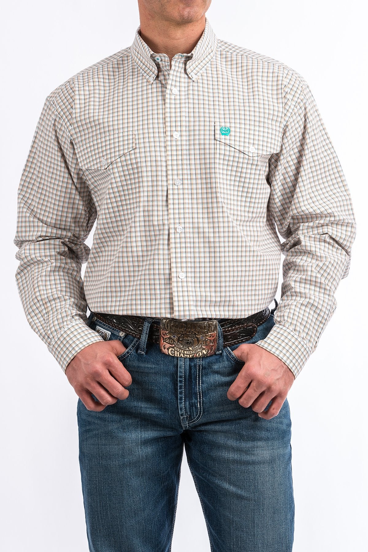 Cinch Mens L/S Shirt with double front pockets.- On Sale