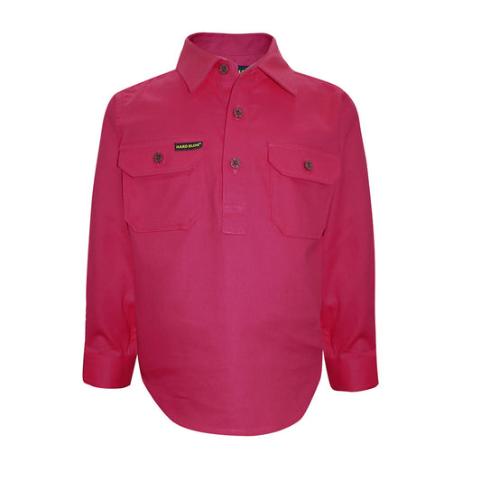 Thomas Cook Kids Half Placket Heavy Cotton Shirt - Bright Pink