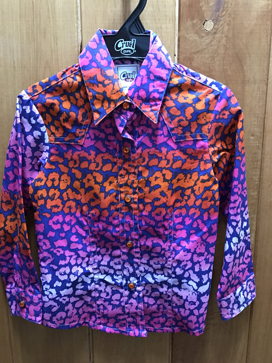 Cruel Girl Coloured Leopard Print L/S Toddler Shirt