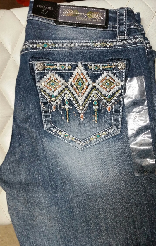 Grace in LA Aztec Womens Jeans - JB81125