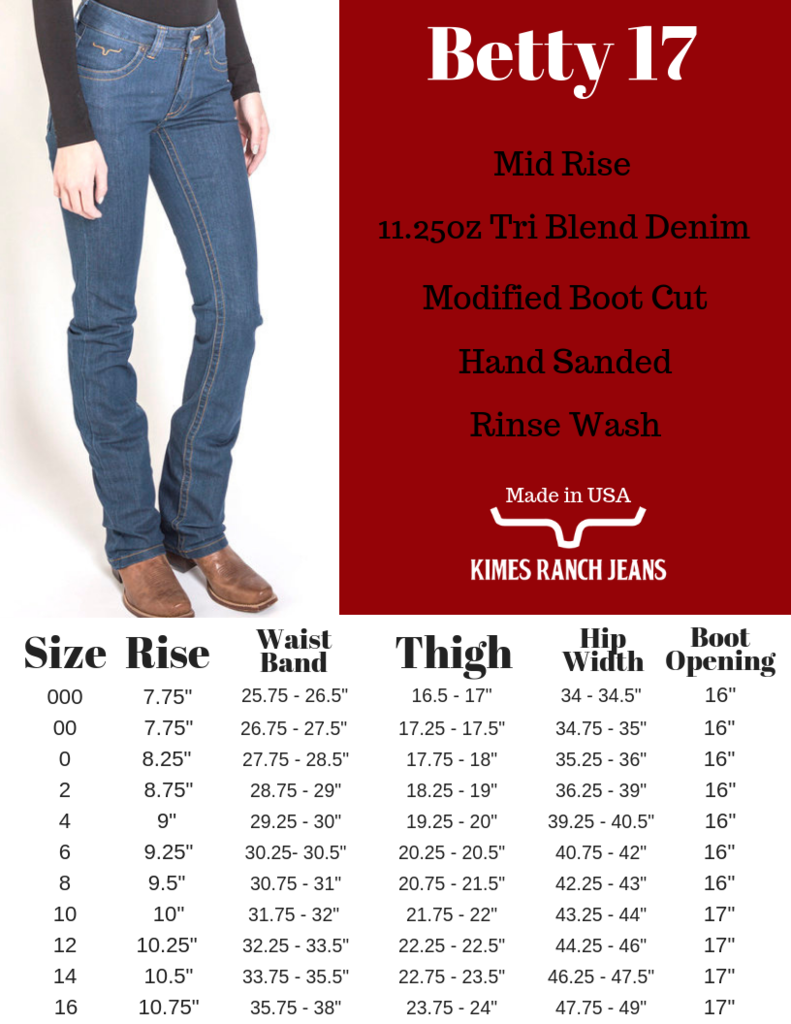 Kimes Ranch USA Ladies Betty 17 Jeans - 32", 34" and 36" Leg