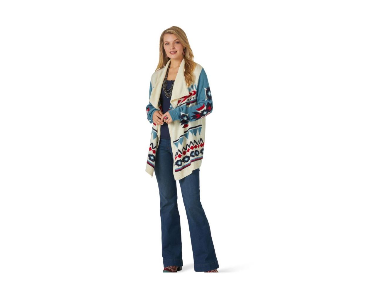 Wrangler Ladies Aztec Draped Cardigan - On Sale