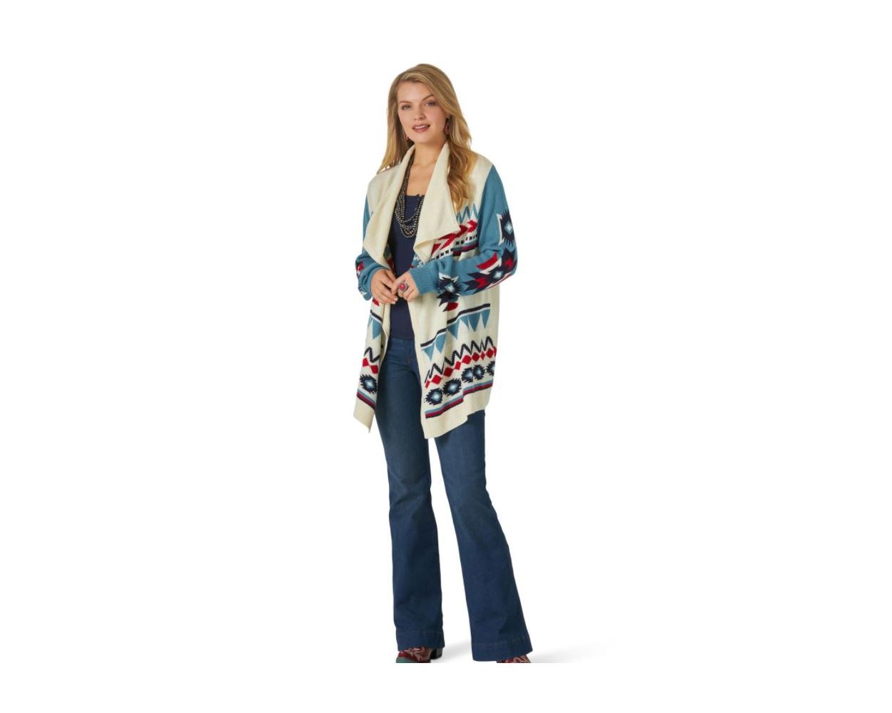 Wrangler Ladies Aztec Draped Cardigan - ON SALE