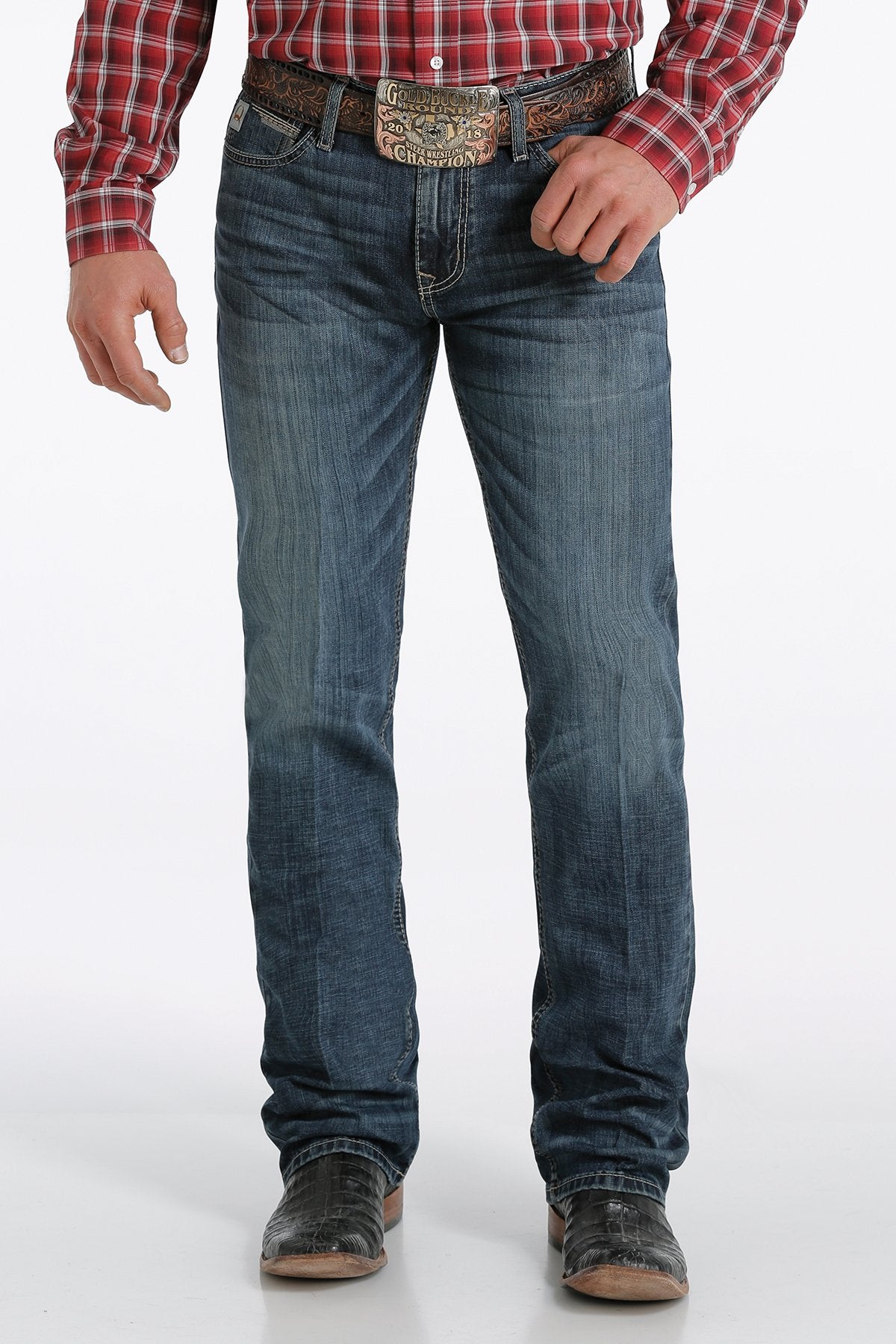 Cinch Mens Slim Fit Ian Stretch Dark Stone Boot Cut Jeans - MB53436001