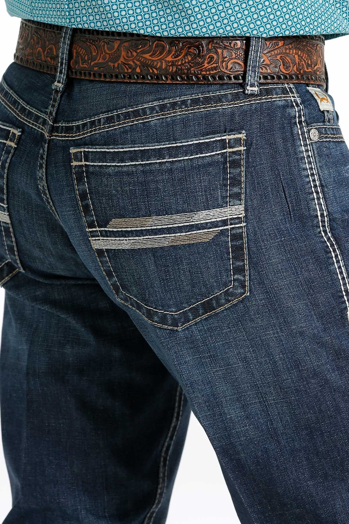 Cinch Mens Slim Fit Ian Dark Stonewash Jeans - MB55636001