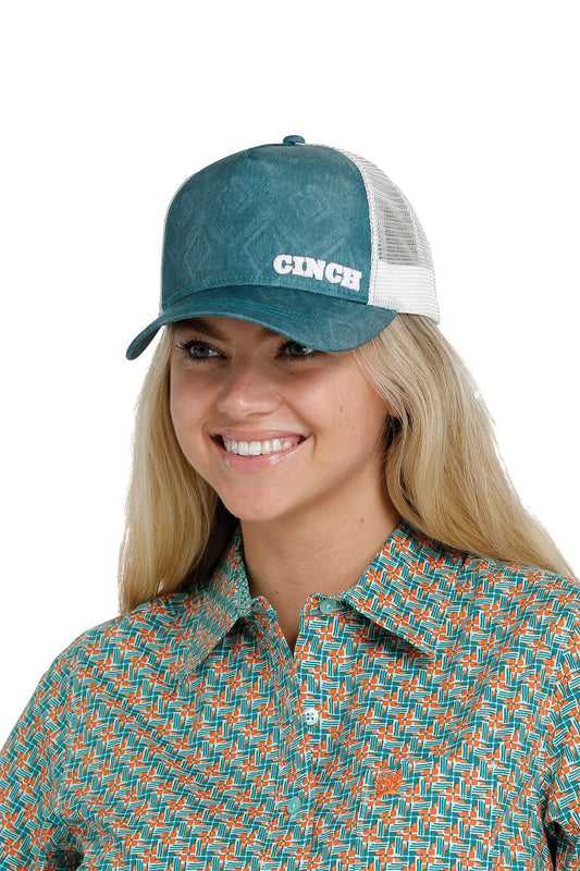 Cinch Ladies Printed Trucker Cap- Green/ White