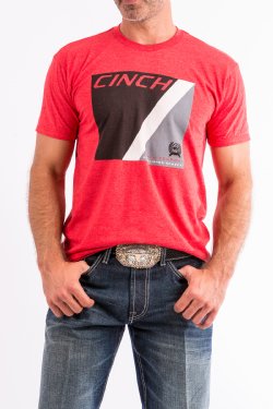 CINCH MEN'S RED COTTON-POLY TEE SHIRT -MTT1690257