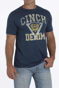 Cinch Men's Classic Crew Neck Denim Logo T Shirt - MTT1690446