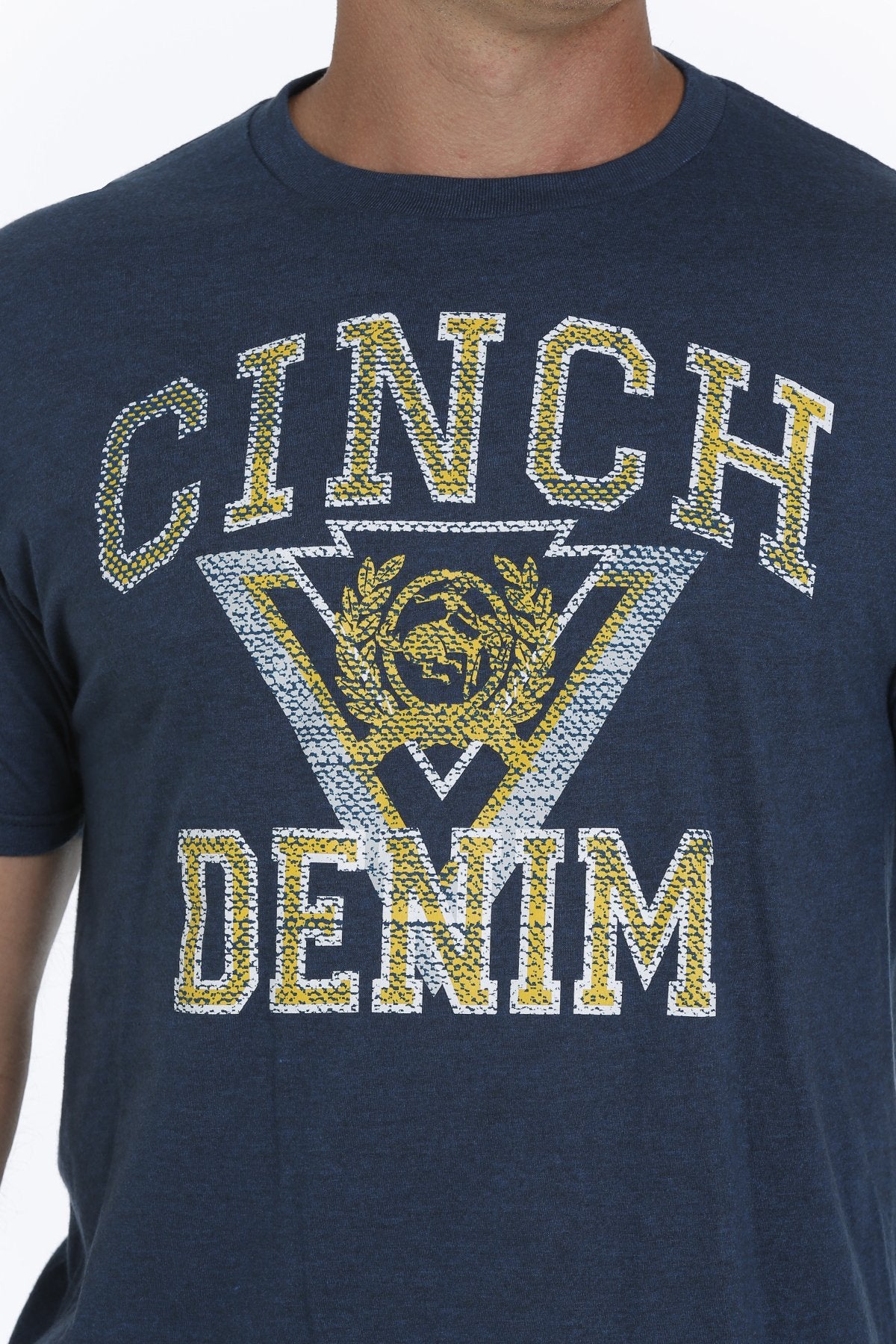Cinch Men's Classic Crew Neck Denim Logo T Shirt - MTT1690446