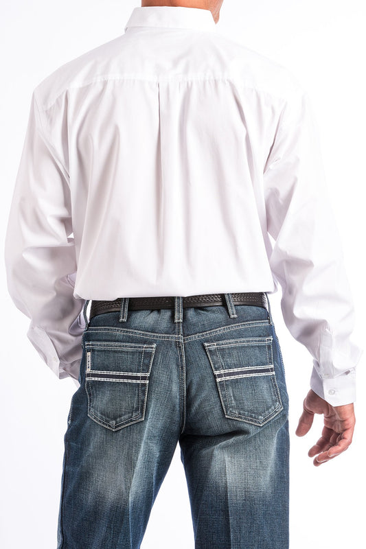 Cinch Mens Solid White L/S Shirt