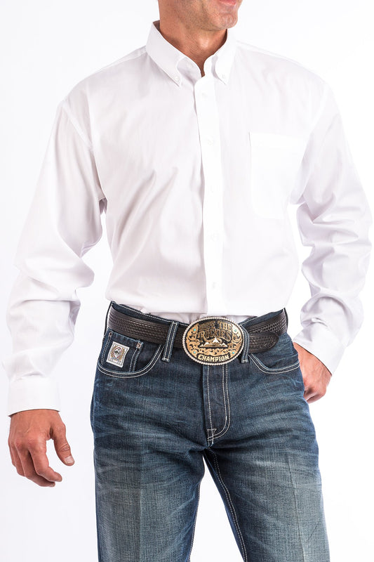 Cinch Mens Solid White L/S Shirt