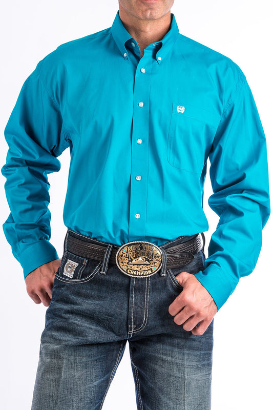 Cinch Solid Turquoise L/S Shirt